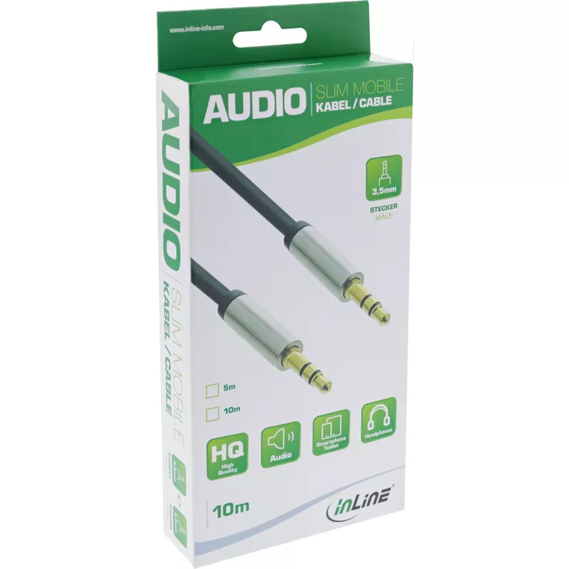 InLine cable de audio fino 3,5 mm macho/macho, estéreo, 10 m