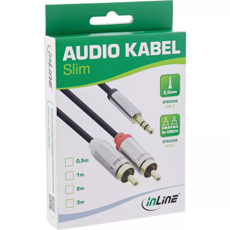 Cable de audio 3,5 mm conector macho / 2x conector RCA macho 1 m InLine 99241