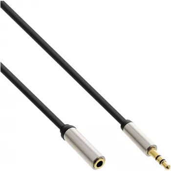 Cable de audio InLine fino 3,5 mm conector macho / conector hembra estéreo 0,5 m, 3,5 mm, conector macho, 3,5 mm, conector hembra, 0,5 m, negro