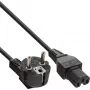 Cable de alimentación InLine, CEE7/7 acodado a C15 recto, 3 x 1 mm², negro, 2 m