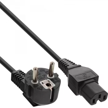 Cable de alimentación InLine, CEE7/7 acodado a C15 recto, 3 x 1 mm², negro, 5 m