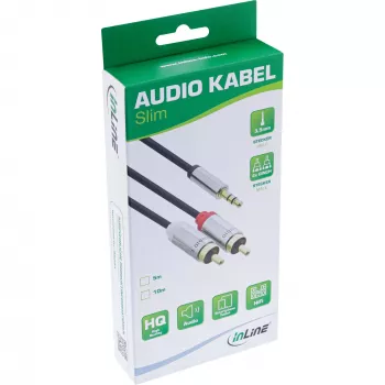 Cable de audio 3,5 mm conector macho / 2x conector RCA macho 5 m InLine 99245