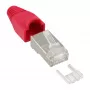 Conector macho de crimpado InLine RJ45 8P8C apantallado con guía de inserción y protección antiacodamiento, rojo