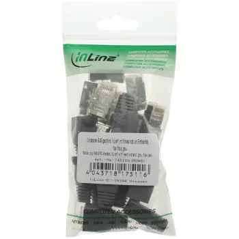 Conector macho de crimpado InLine RJ45 8P8C apantallado con guía de inserción y protección antiacodamiento, gris