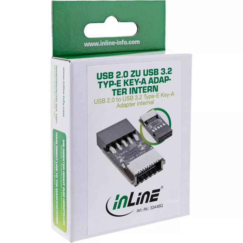Adaptador interno InLine USB 2.0 a USB 3.2 Type-E Key-A