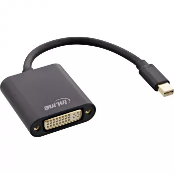 Adaptador InLine Mini DisplayPort macho / DVI-D 24+1 hembra aluminio negro, 0,15 m