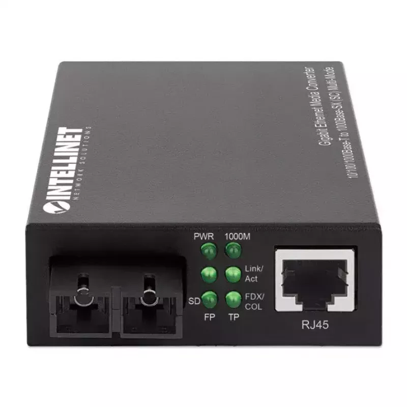 Intellinet 508544 convertidor de medios Gigabit Ethernet, de 10/100/1000Base-T RJ45 a 1000Base-SX SC multimodo, 550 m, 850 nm, autonegociación