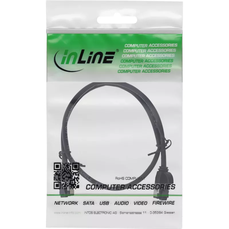 Cable de red fino InLine, U/FTP, Cat.8.1, TPE libre de halógenos, negro 1m