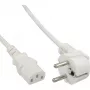 Cable de alimentación InLine, CEE 7/7 en ángulo / conector IEC C13 de 3 polos, blanco, 3 m