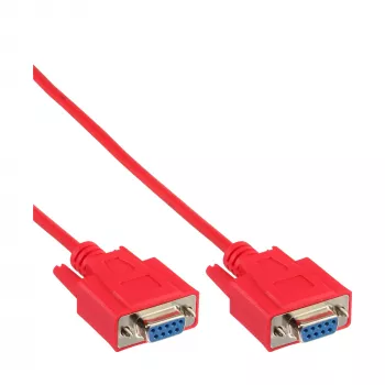Cable módem nulo InLine DB9 conector hembra / conector hembra, moldeado, rojo, 3 m