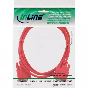 Cable módem nulo InLine DB9 conector hembra / conector hembra, moldeado, rojo, 3 m