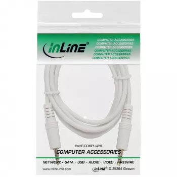 Cable de audio InLine jack de 3,5 mm estéreo conector macho / conector macho, blanco/dorado, 1,5m