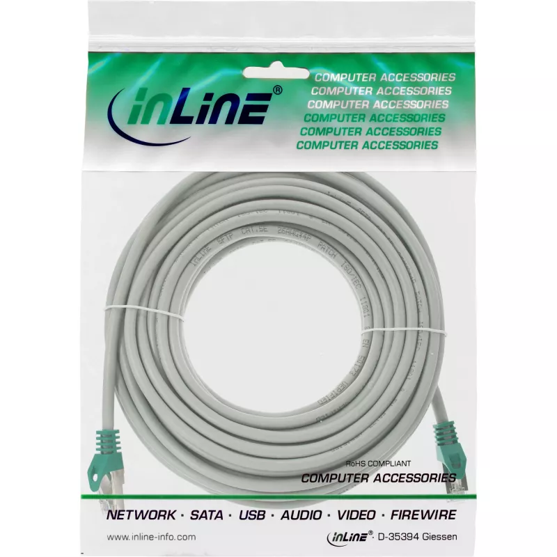 Cable de red cruzado InLine PC a PC F/UTP Cat.5e gris 10m