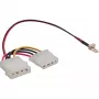 Cable adaptador de ventilador InLine, ventilador de 3 pines / alimentación de 4 pines, 0,3 m
