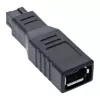 Adaptador FireWire 400 / 800 1394b InLine de 6 a 9 pines conector hembra / conector macho