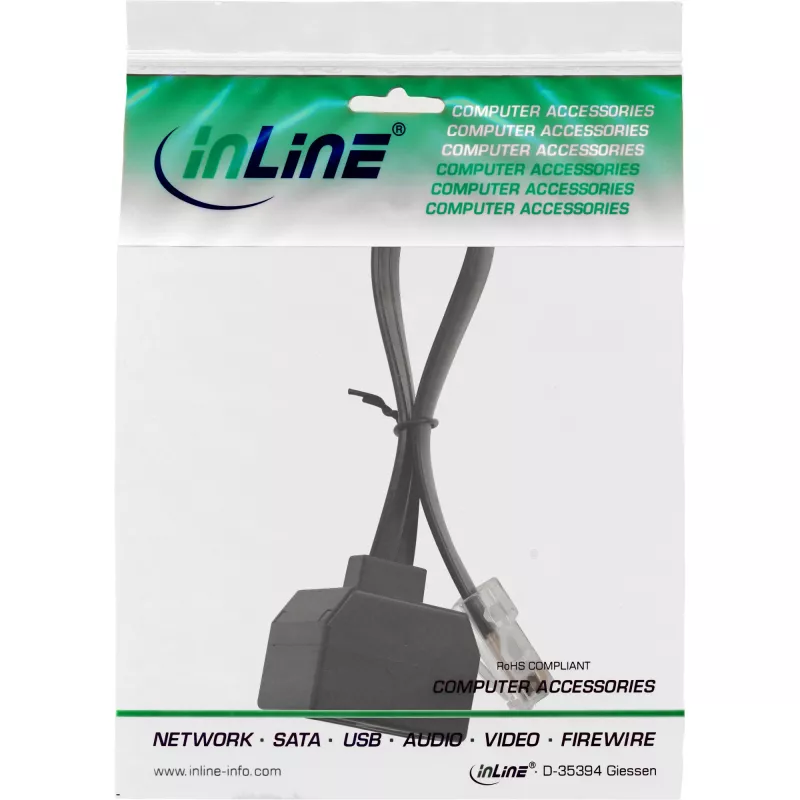 Splitter ISDN InLine 1 -> 2, 1x RJ45 M / 2x RJ45 F, (8P8C), sin resistencias