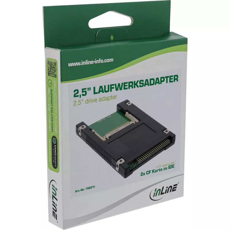 Adaptador InLine de unidad IDE de 2,5 pulgadas a 2x Compact Flash – usar tarjetas CF como discos duros