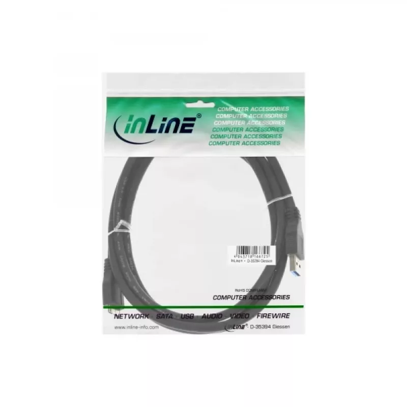 Cable USB 3.2 Gen.1 InLine conector Type-A macho / conector Micro-B macho, negro, 2m