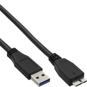Cable USB 3.2 Gen.1 InLine conector Type-A macho / conector Micro-B macho, negro, 0,5 m