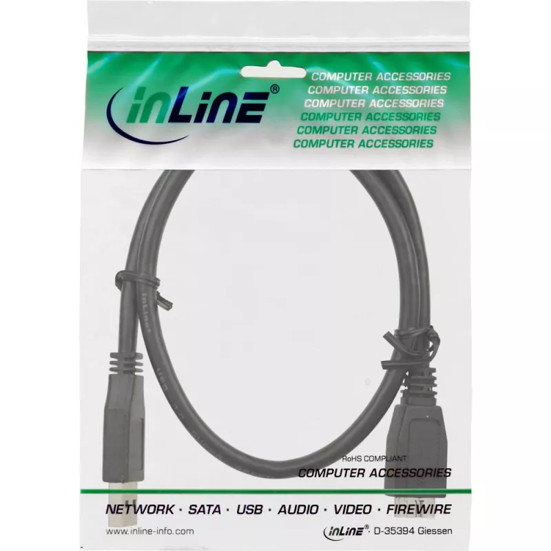 Cable USB 3.2 Gen.1 InLine conector Type-A macho / conector Micro-B macho, negro, 0,5 m