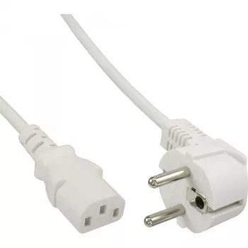 Cable de alimentación InLine, CEE 7/7 acodado / conector macho IEC C13 de 3 polos, blanco, 5 m
