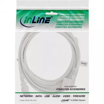 Cable de alimentación InLine, CEE 7/7 acodado / conector macho IEC C13 de 3 polos, blanco, 5 m