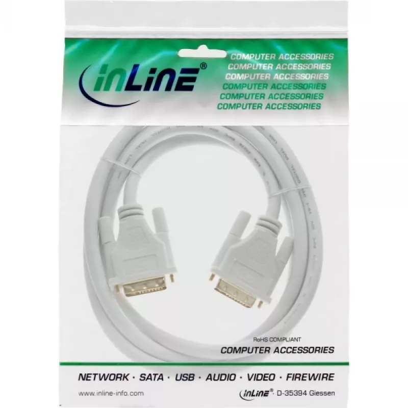 Cable InLine DVI-D 24+1 macho/macho DVI Dual Link blanco/oro 5 m