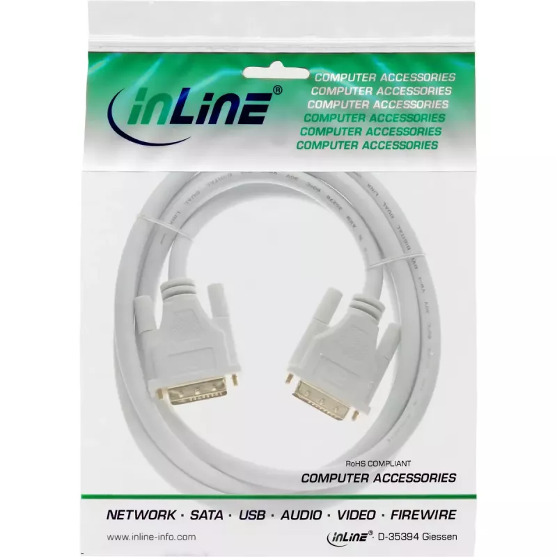 Cable InLine DVI-D 24+1 macho/macho DVI Dual Link blanco/oro 2 m