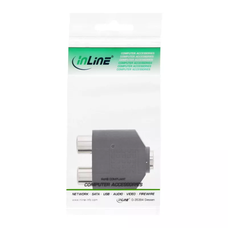 Adaptador de audio conector hembra de 3,5 mm, hembra estéreo / 2x RCA, hembra InLine 99346