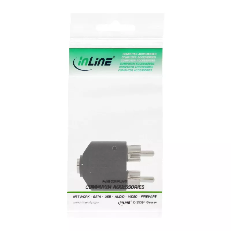 Adaptador de audio conector hembra jack de 3,5 mm estéreo / 2x RCA macho InLine 99343