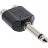 Adaptador de audio InLine jack macho de 6,3 mm mono / 2x RCA hembra