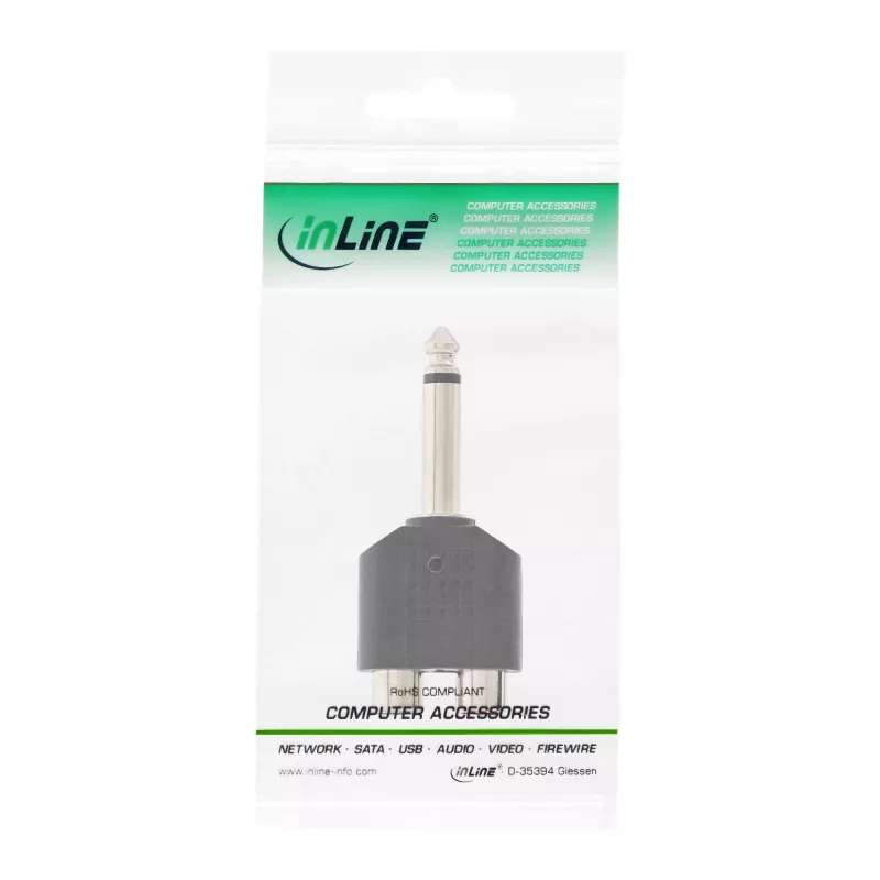 Adaptador de audio InLine jack macho de 6,3 mm mono / 2x RCA hembra