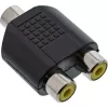 Adaptador de audio conector hembra jack de 3,5 mm mono / 2x RCA hembra InLine 99338