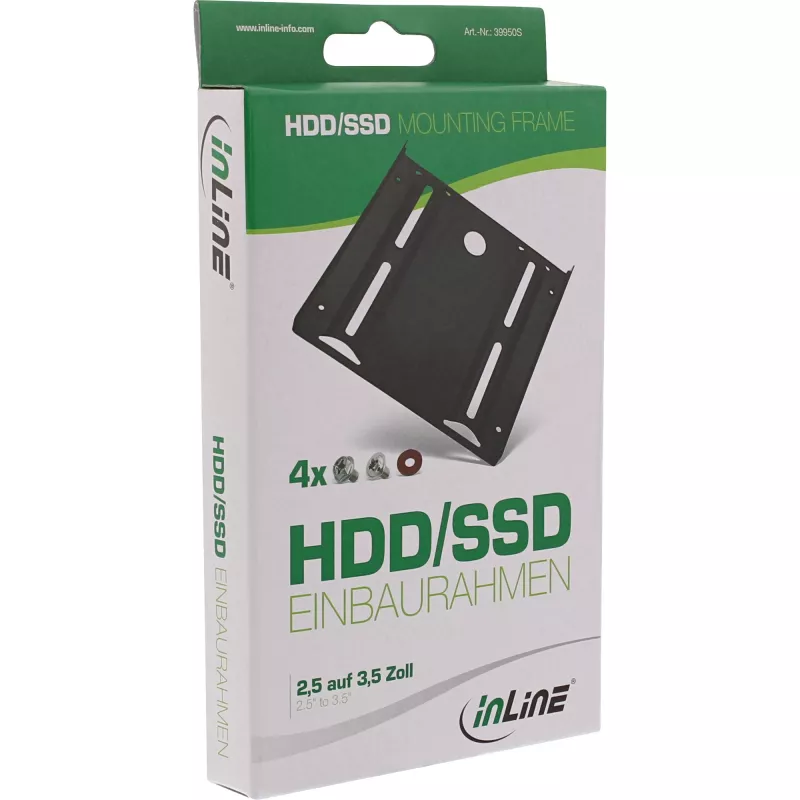 Marco de montaje InLine para HDD/SSD, de 2,5 pulgadas a 3,5 pulgadas, con tornillos, negro