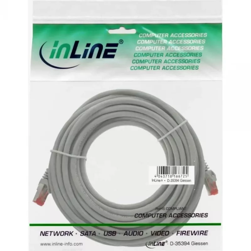 Cable de red InLine S/FTP PiMF Cat.6 250MHz PVC cobre gris 40 m