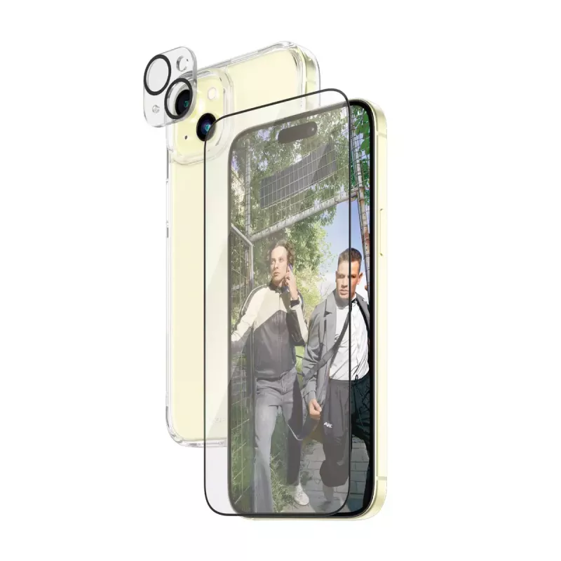 PanzerGlass 3-in-1 Pack iPhone 15 Plus vidrio templado resistente a impactos