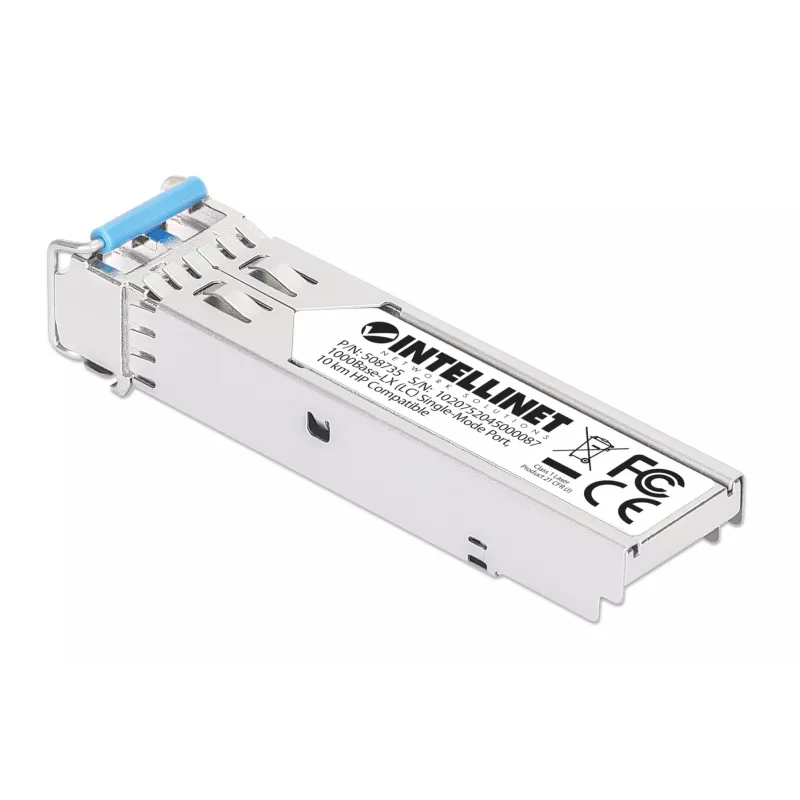 Intellinet 508735 módulo transceptor SFP Gigabit de fibra óptica 1000Base-LX, LC Duplex Single-Mode, 10 km, 1310 nm, compatible con HPE J4859A