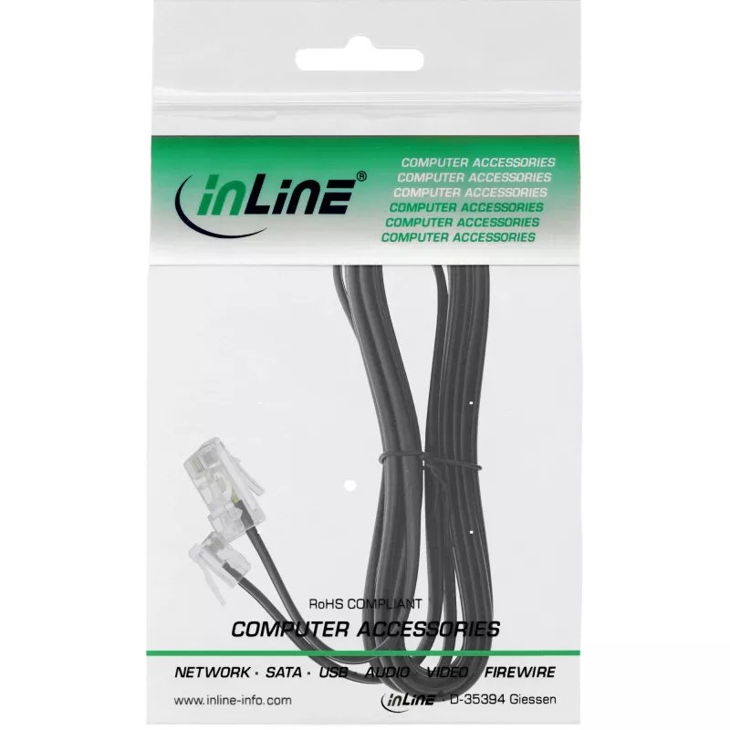 Cable modular InLine RJ45 8P4C / RJ11 6P4C conector macho/macho 10 m