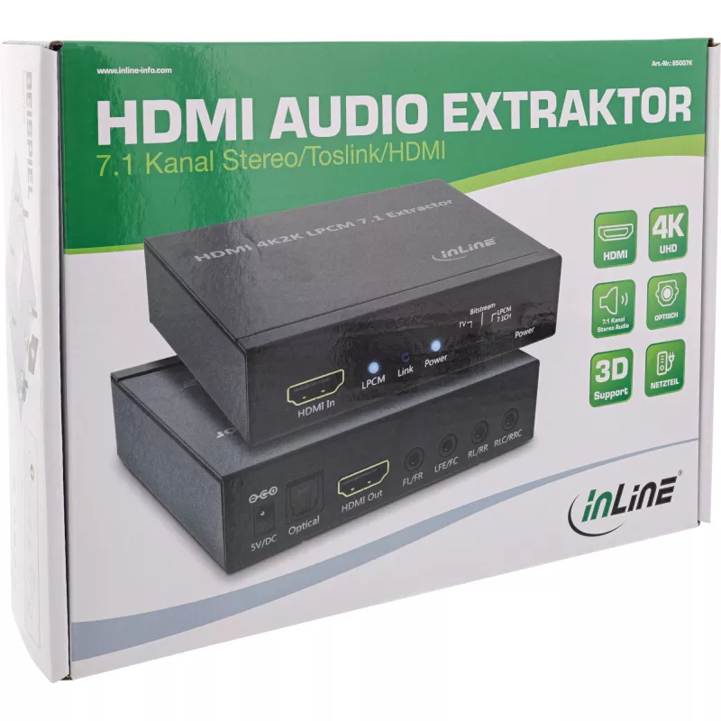 Extractor de audio HDMI InLine, entrada 4K2K HDMI