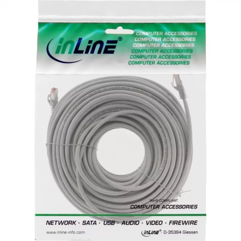 Latiguillo InLine S/FTP PiMF Cat.6 250MHz cobre libre de halógenos gris 50 m