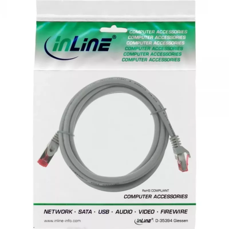 Latiguillo InLine S/FTP PiMF Cat.6 250MHz cobre libre de halógenos gris 0,3 m