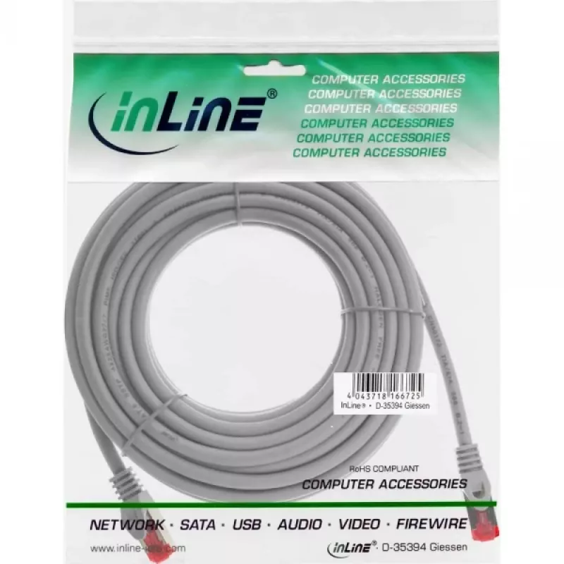 Latiguillo InLine S/FTP PiMF Cat.6 250MHz cobre libre de halógenos gris 15 m
