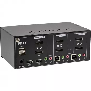 Conmutador KVM de sobremesa InLine, 2 puertos, doble monitor DisplayPort 1.2, 4K, USB 2.0