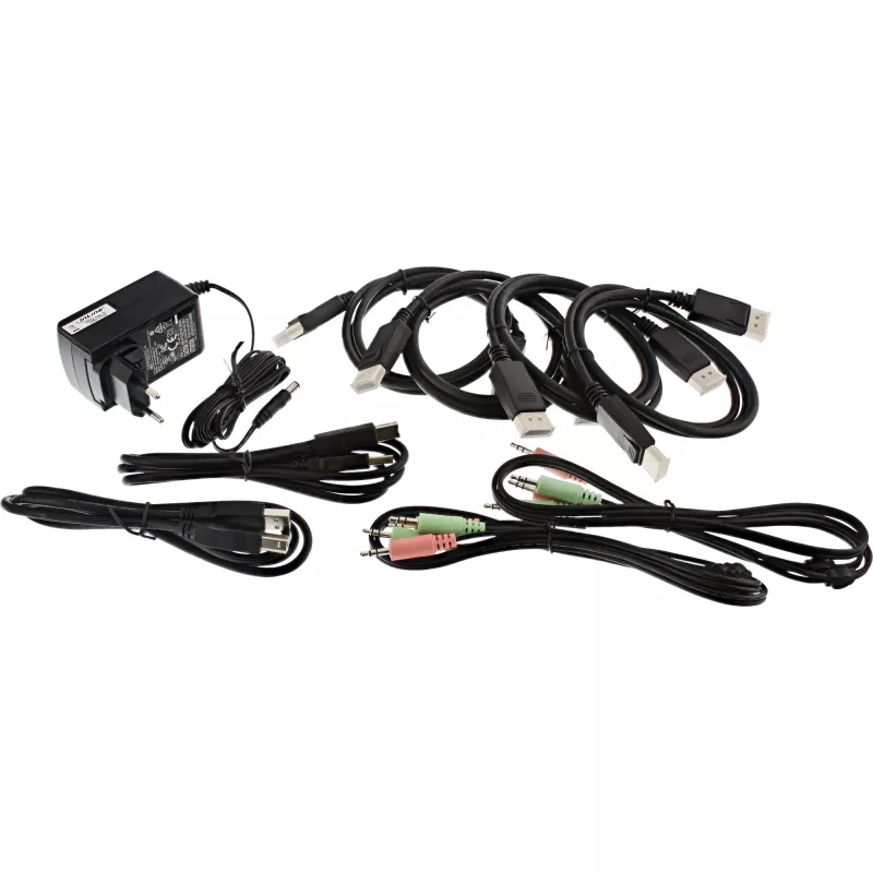 Conmutador KVM de sobremesa InLine, 2 puertos, doble monitor DisplayPort 1.2, 4K, USB 2.0
