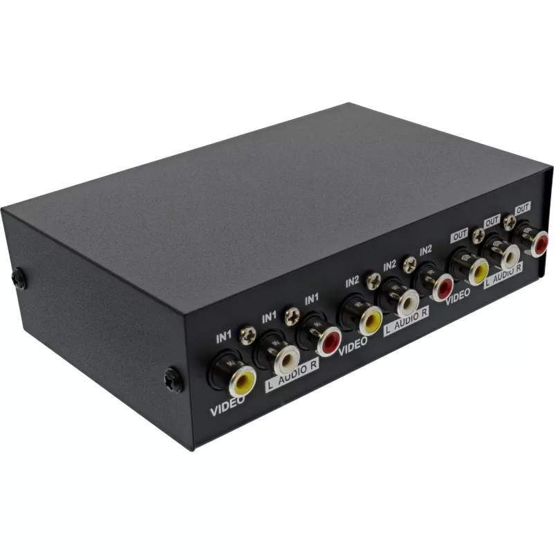 Conmutador AV manual InLine 2 puertos 3x RCA IN/OUT Composite negro