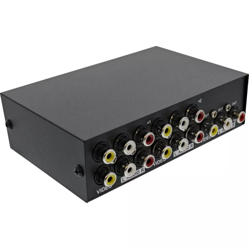 Conmutador AV manual InLine 4 puertos 3x RCA IN/OUT Composite negro