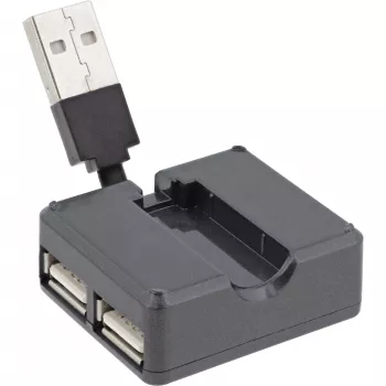 Hub USB 2.0 de 4 puertos InLine, conector macho USB-A a 4x conector hembra USB-A, cable 4cm