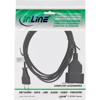 Alargador de corriente InLine con conector macho Type C europeo / conector hembra, negro, 5m
