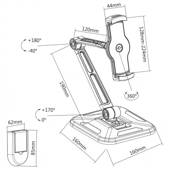 Soporte de tablet InLine para montaje en pared o sobremesa, universal para 4,7