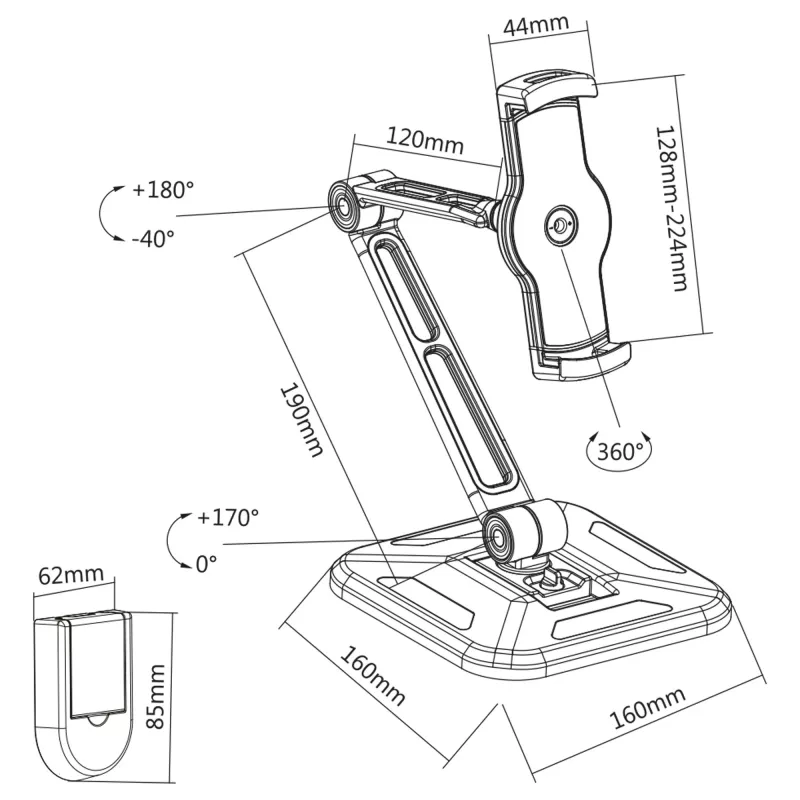Soporte de tablet InLine para montaje en pared o sobremesa, universal para 4,7